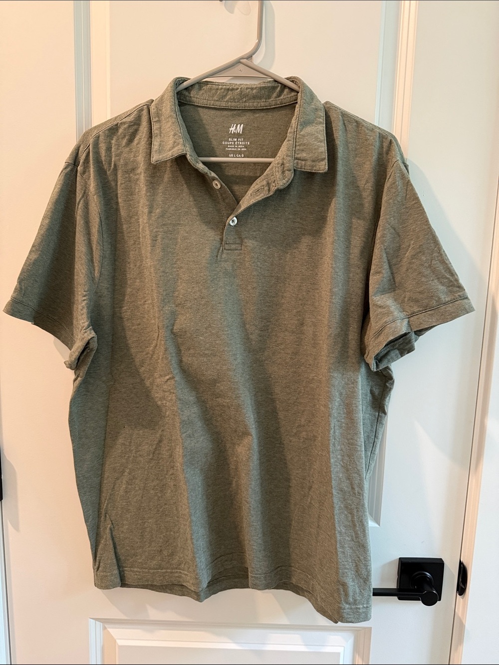H&M Men’s Olive Polo Shirt - Heathered Green